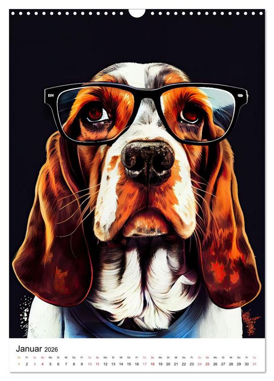 Produktbild: Hunde im Hipster Stil (Wandkalender 2026 DIN A3 hoch), CALVENDO Monatskalender