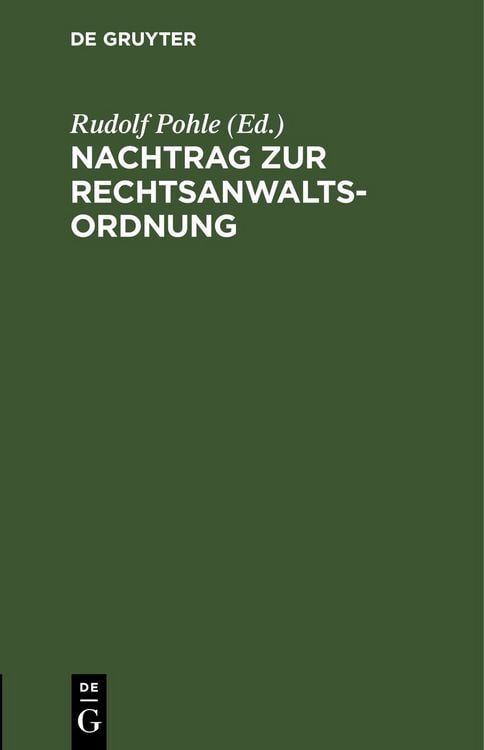 Produktbild: Nachtrag zur Rechtsanwaltsordnung
