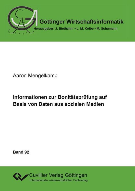Produktbild: Informationen zur Bonit&auml;tspr&uuml;fung auf Basis von Daten aus sozialen Medien