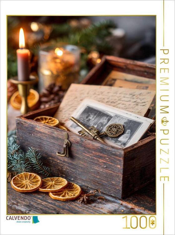 Produktbild: CALVENDO Puzzle In jedem Funken Kerzenlicht liegt ein Wunder und im Duft alter Briefe ein Hauch von Weihnachten | 1000 Teile Lege-Gr&ouml;&szlig;e 64x48cm Foto-P