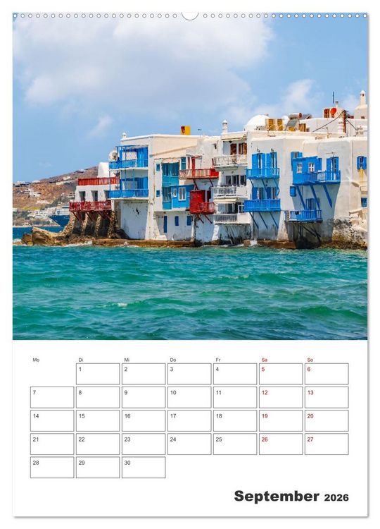 Produktbild: Stadt Mykonos - Reiseplaner (Wandkalender 2026 DIN A2 hoch), CALVENDO Monatskalender