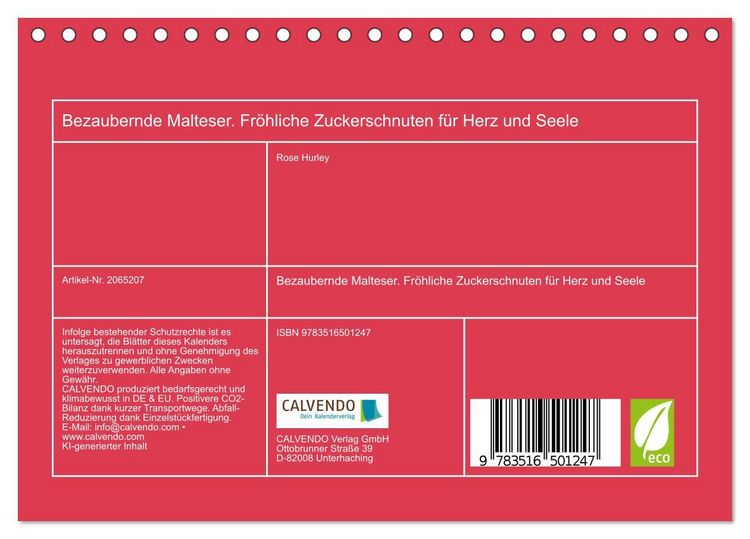 Produktbild: Bezaubernde Malteser. Fr&ouml;hliche Zuckerschnuten f&uuml;r Herz und Seele (Tischkalender 2026 DIN A5 quer), CALVENDO Monatskalender