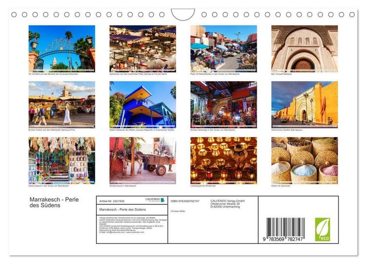 Produktbild: Marrakesch - Perle des S&uuml;dens (Wandkalender 2027 DIN A4 quer), CALVENDO Monatskalender