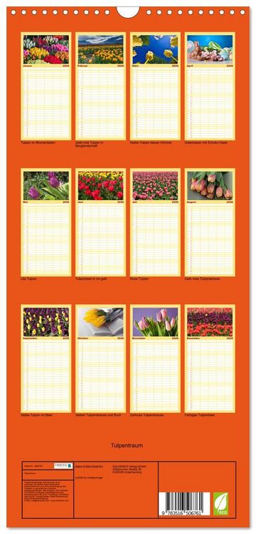 Produktbild: Familienplaner 2026 - Tulpentraum mit 5 Spalten (Wandkalender, 21 x 45 cm) CALVENDO