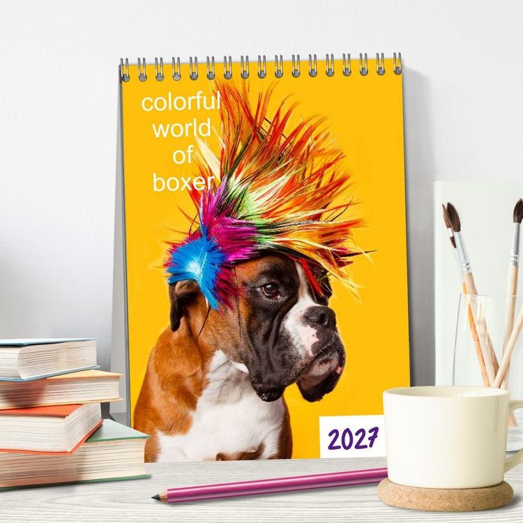 Produktbild: colorful world of boxer 2027 (Tischkalender 2027 DIN A5 hoch), CALVENDO Monatskalender