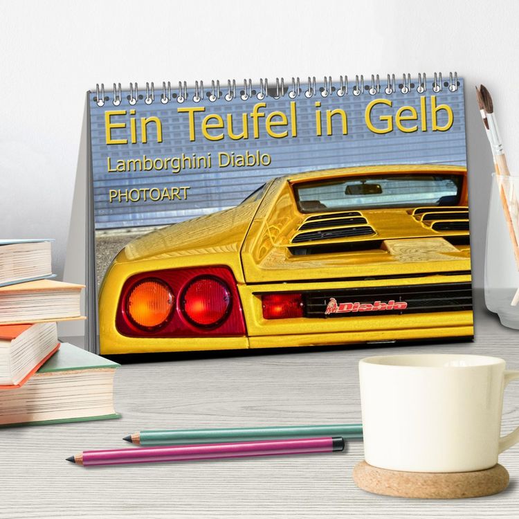 Produktbild: Ein Teufel in Gelb Lamborghini Diablo PHOTOART (Tischkalender 2025 DIN A5 quer), CALVENDO Monatskalender