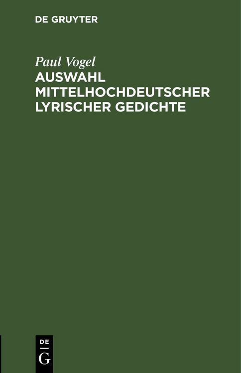 Produktbild: Auswahl mittelhochdeutscher lyrischer Gedichte