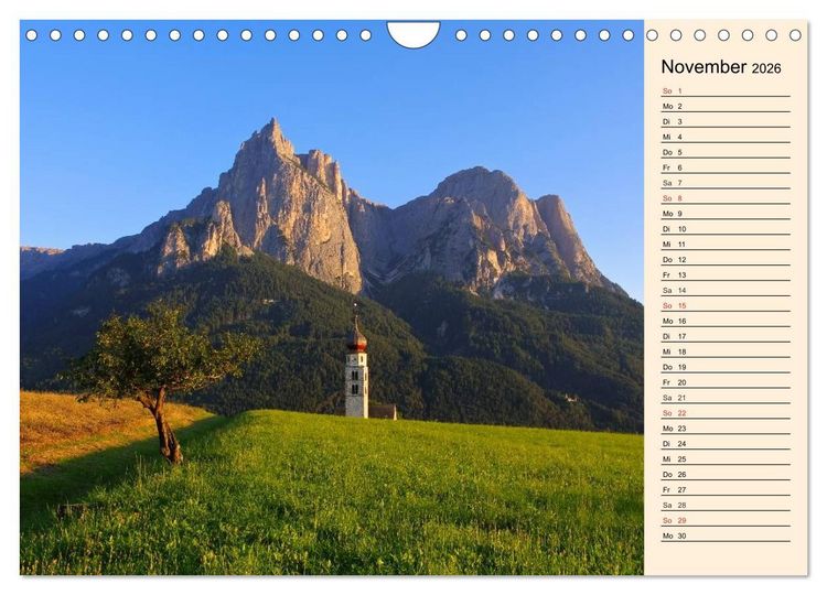 Produktbild: S&uuml;dtirol - Zwischen Ortler und Dolomiten (Wandkalender 2026 DIN A4 quer), CALVENDO Monatskalender