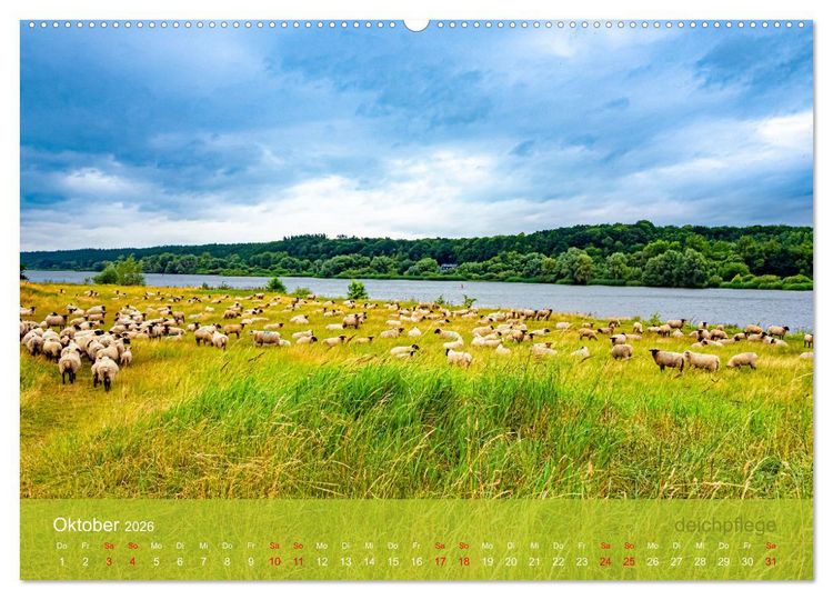 Produktbild: der elbestrom natur (hochwertiger Premium Wandkalender 2026 DIN A2 quer), Kunstdruck in Hochglanz