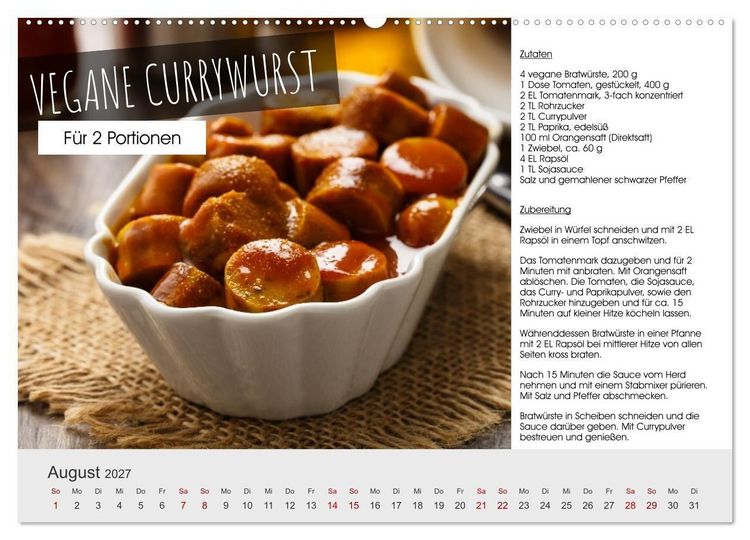 Produktbild: Vegetarisch - leicht und lecker (Wandkalender 2027 DIN A2 quer), CALVENDO Monatskalender
