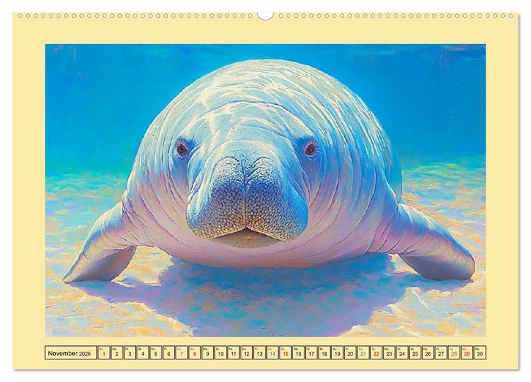 Produktbild: Manatee Paintings. Rundschwanzseek&uuml;he im &Ouml;lgem&auml;lde-Stil (Wandkalender 2026 DIN A2 quer), CALVENDO Monatskalender