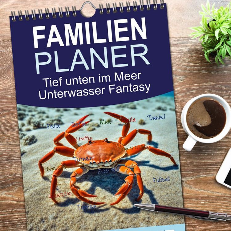 Produktbild: Familienplaner 2026 - Tief unten im Meer Unterwasser Fantasy mit 5 Spalten (Wandkalender, 21 x 45 cm) CALVENDO