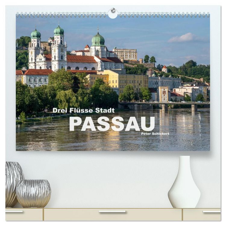 Produktbild: Drei Fl&uuml;sse Stadt Passau (hochwertiger Premium Wandkalender 2026 DIN A2 quer), Kunstdruck in Hochglanz