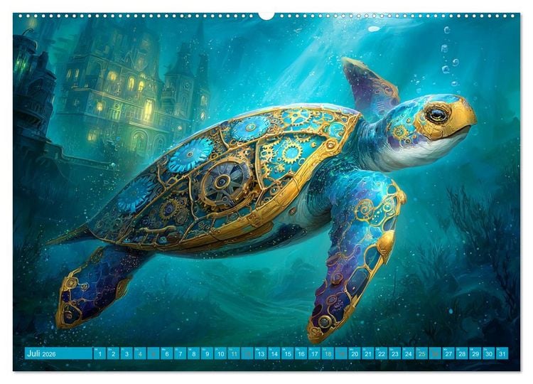 Produktbild: Aqua Mechanica &ndash; Steampunk unter dem Meer (hochwertiger Premium Wandkalender 2026 DIN A2 quer), Kunstdruck in Hochglanz
