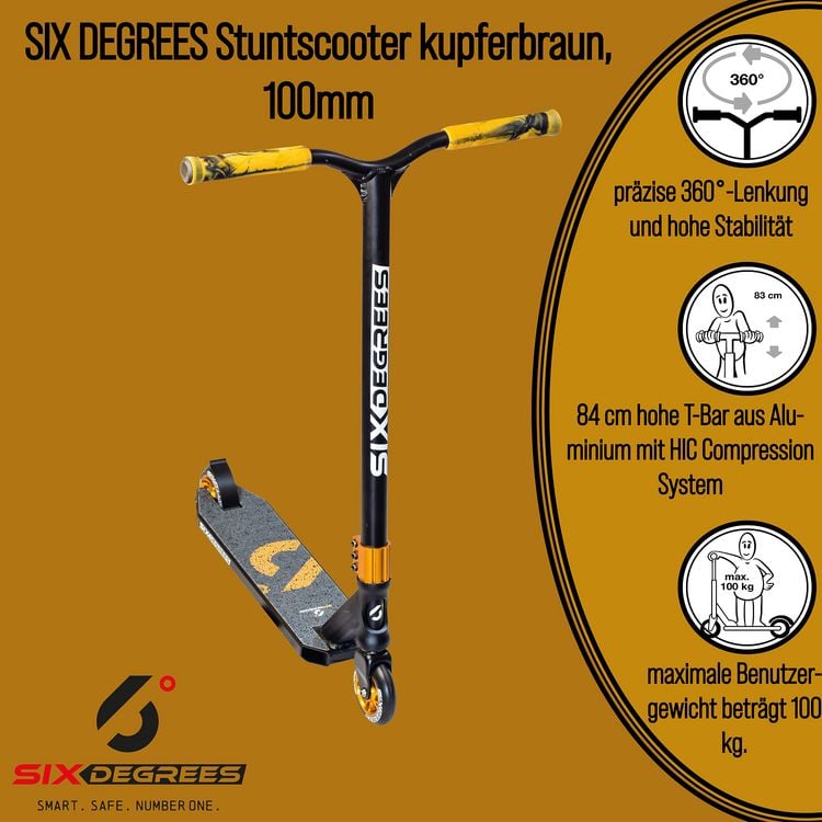Produktbild: SIX DEGREES Stuntscooter 100 mm schwarz-