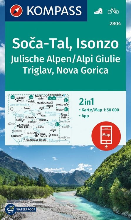 Produktbild: KOMPASS Wanderkarte 2804 Soča-Tal, Isonzo, Alpi Giulie / Julische Alpen, Triglav, Nova Gorica 1:50.000