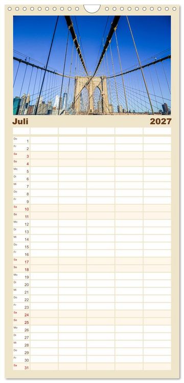 Produktbild: Familienplaner 2027 - Wundervolles New York mit 5 Spalten (Wandkalender, 21 x 45 cm) CALVENDO