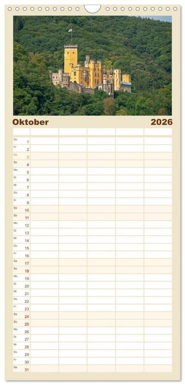 Produktbild: Familienplaner 2026 - Burgen und Schl&ouml;sser - Zeugnisse vergangener Zeiten mit 5 Spalten (Wandkalender, 21 x 45 cm) CALVENDO