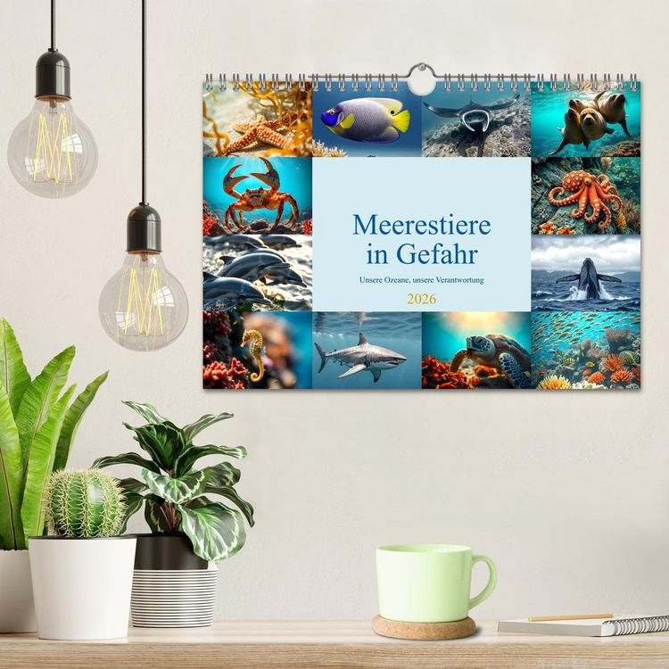 Produktbild: Meerestiere in Gefahr - Unsere Ozeane, unsere Verantwortung (Wandkalender 2026 DIN A4 quer), CALVENDO Monatskalender