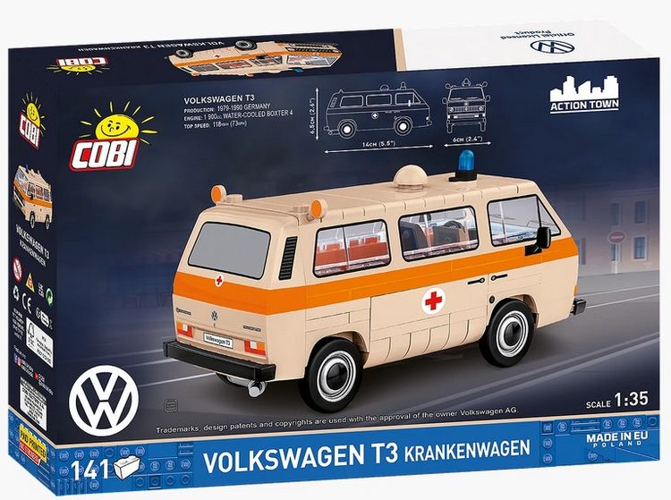 Produktbild: COBI 24636 - VW Volkswagen T3 Krankenwagen, Bausatz 1:35, 141 Klemm