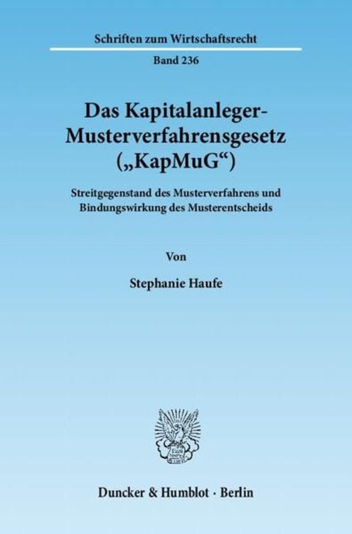 Produktbild: Das Kapitalanleger-Musterverfahrensgesetz ("KapMuG").