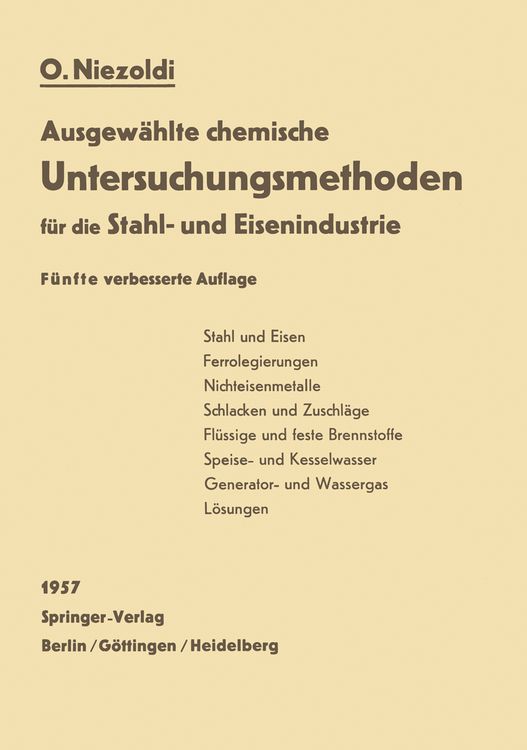 Produktbild: Ausgew&auml;hlte chemische Untersuchungsmethoden f&uuml;r die Stahl- und Eisenindustrie