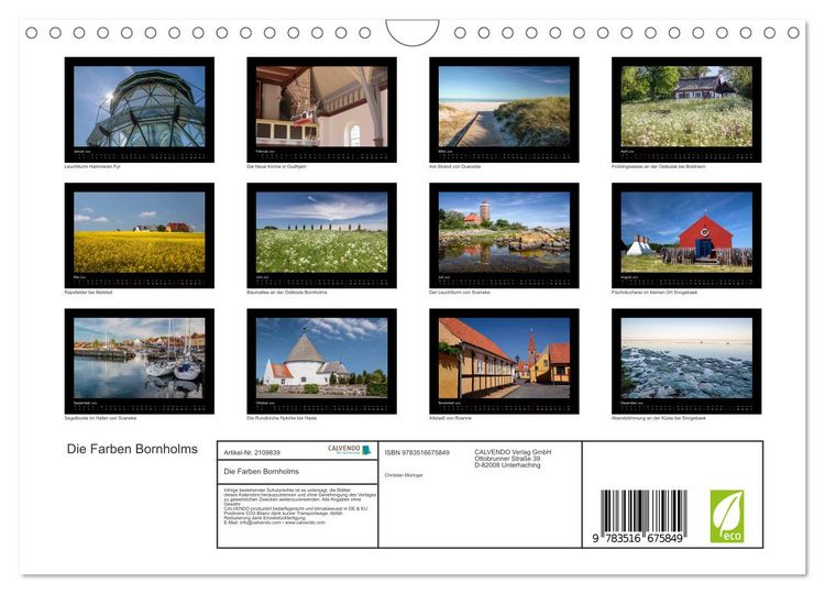 Produktbild: Die Farben Bornholms (Wandkalender 2026 DIN A4 quer), CALVENDO Monatskalender