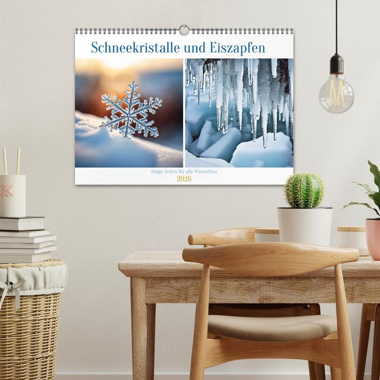 Produktbild: Schneekristalle und Eiszapfen Eisige Zeiten f&uuml;r alle Winterfans (Wandkalender 2026 DIN A3 quer), CALVENDO Monatskalender