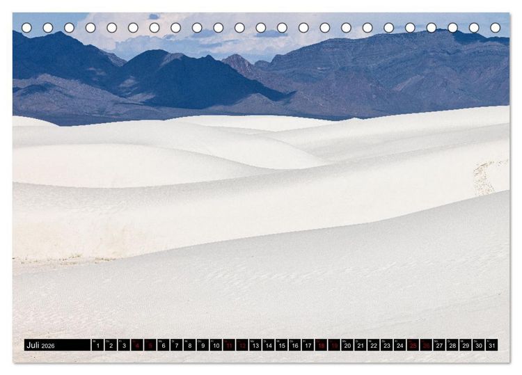 Produktbild: Wei&szlig;e Wunderwelten - White Sands National Monument (Tischkalender 2026 DIN A5 quer), CALVENDO Monatskalender