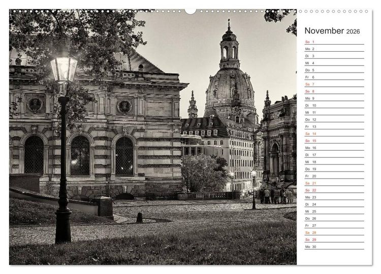 Produktbild: Dresden Schwarz-Wei&szlig; (Wandkalender 2026 DIN A2 quer), CALVENDO Monatskalender