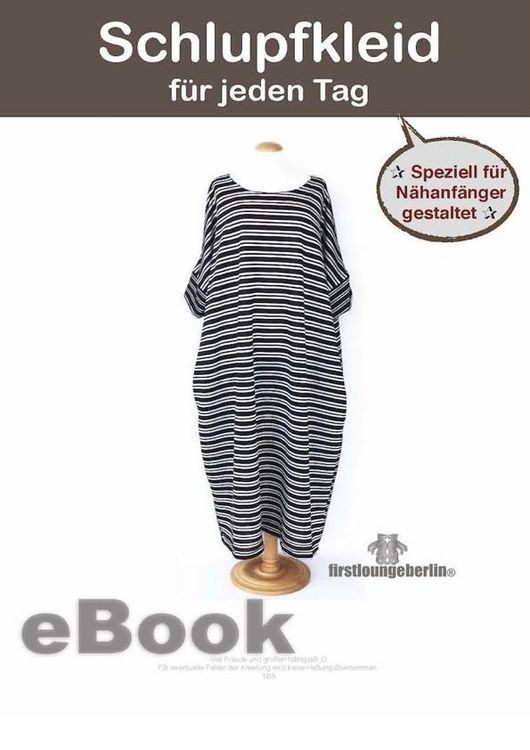 Produktbild: Schlupfkleid Damenkleid f&uuml;r jeden Tag mit Seitentaschen - Sommerkleid Jerseykleid Tunika - kleines Schnittmuster mit N&auml;hanleitung von firstloungeberli