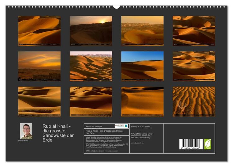 Produktbild: Rub al Khali - die gr&ouml;sste Sandw&uuml;ste der Erde (hochwertiger Premium Wandkalender 2026 DIN A2 quer), Kunstdruck in Hochglanz