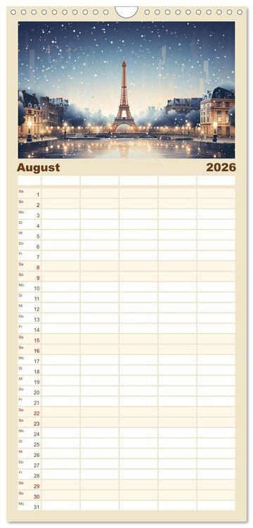 Produktbild: Familienplaner 2026 - Eiffelturm: Kreativ anders mit 5 Spalten (Wandkalender, 21 x 45 cm) CALVENDO