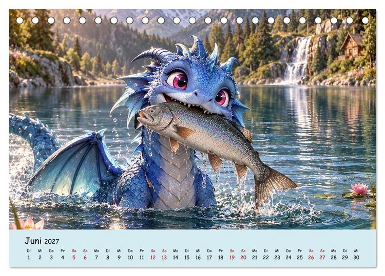 Produktbild: Kleine Fantasiedrachen und ihre Abenteuer (Tischkalender 2027 DIN A5 quer), CALVENDO Monatskalender