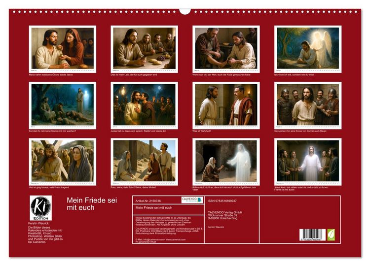 Produktbild: Mein Friede sei mit euch (Wandkalender 2026 DIN A2 quer), CALVENDO Monatskalender
