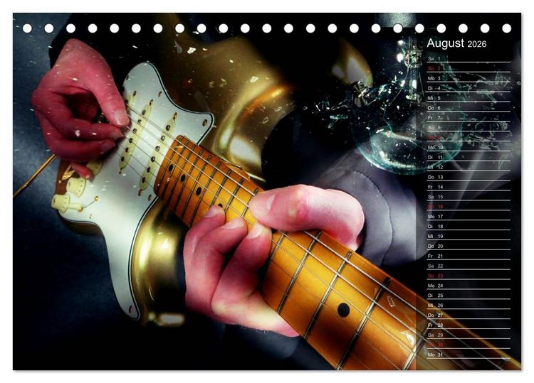 Produktbild: Rockgitarren Power (Tischkalender 2026 DIN A5 quer), CALVENDO Monatskalender