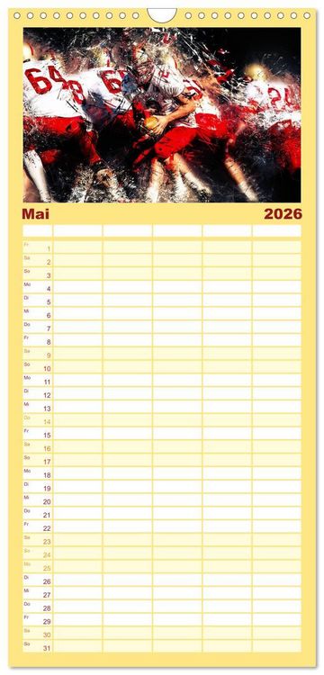 Produktbild: Familienplaner 2026 - American Football - so cool mit 5 Spalten (Wandkalender, 21 x 45 cm) CALVENDO