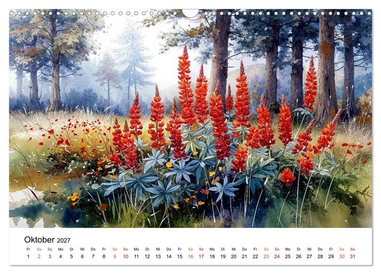 Produktbild: Wildblumen zwischen Moos und Farn (Wandkalender 2027 DIN A3 quer), CALVENDO Monatskalender