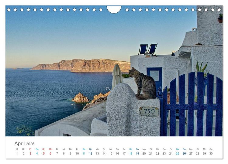 Produktbild: Santorin - Perle der Kykladen (Wandkalender 2026 DIN A4 quer), CALVENDO Monatskalender