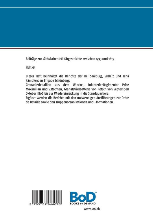 Produktbild: Die Berichte der s&auml;chsischen Truppen aus dem Feldzug 1806 (V)