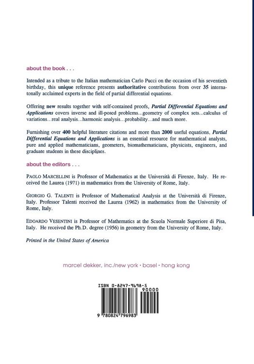 Produktbild: partial differential equations and applications