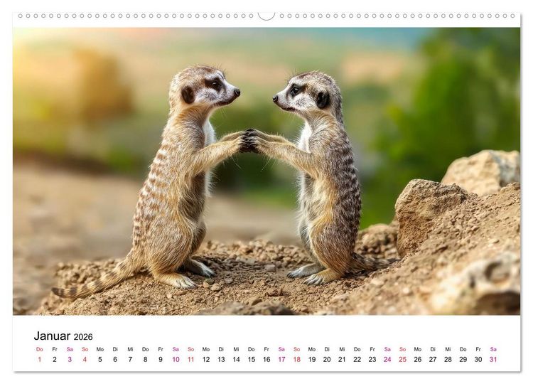 Produktbild: Erdm&auml;nnchen - klein, frech, neugierig (hochwertiger Premium Wandkalender 2026 DIN A2 quer), Kunstdruck in Hochglanz