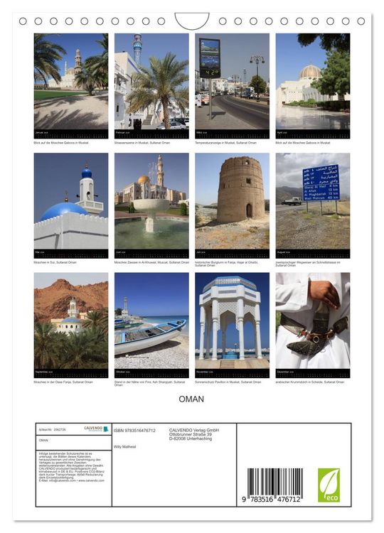 Produktbild: OMAN (Wandkalender 2026 DIN A4 hoch), CALVENDO Monatskalender