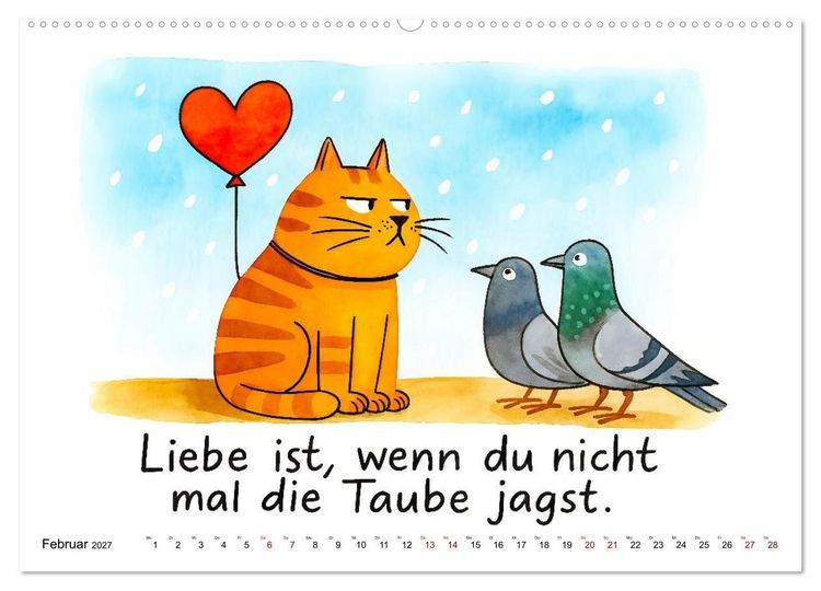 Produktbild: Freche Katzen - Humorvolle Spr&uuml;che und charmante Comics (Wandkalender 2027 DIN A2 quer), CALVENDO Monatskalender