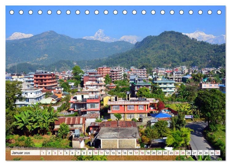 Produktbild: POKHARA und SARANGKOT (Tischkalender 2026 DIN A5 quer), CALVENDO Monatskalender