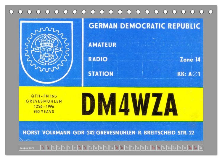 Produktbild: DDR - Ostalgie auf QSL-Karten (Tischkalender 2026 DIN A5 quer), CALVENDO Monatskalender
