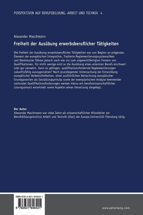 Produktbild: Freiheit der Aus&uuml;bung erwerbsberuflicher T&auml;tigkeiten