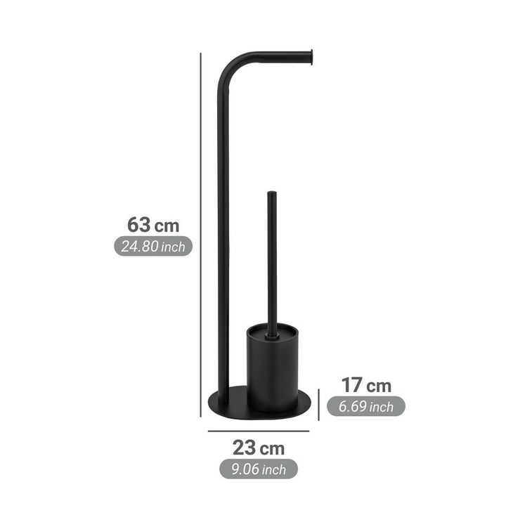 Produktbild: Stand WC-Garnitur Mod. Levante, schwarz, Stahl, 23x63x17 cm, rostfrei und freistehend