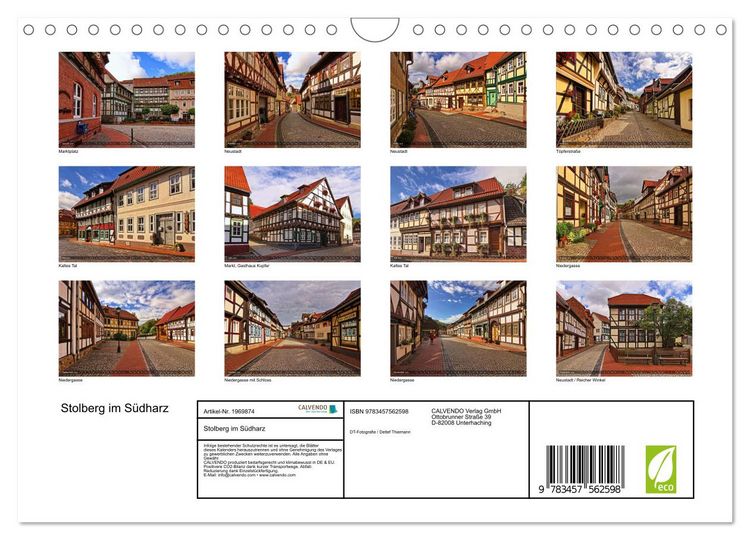 Produktbild: Stolberg im S&uuml;dharz (Wandkalender 2026 DIN A4 quer), CALVENDO Monatskalender