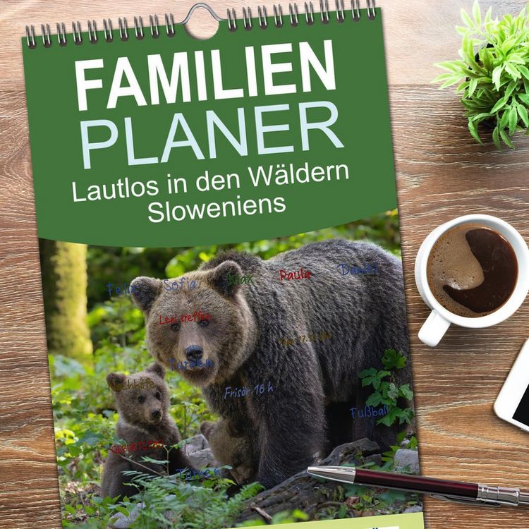 Produktbild: Familienplaner 2026 - Lautlos in den W&auml;ldern Sloweniens mit 5 Spalten (Wandkalender, 21 x 45 cm) CALVENDO